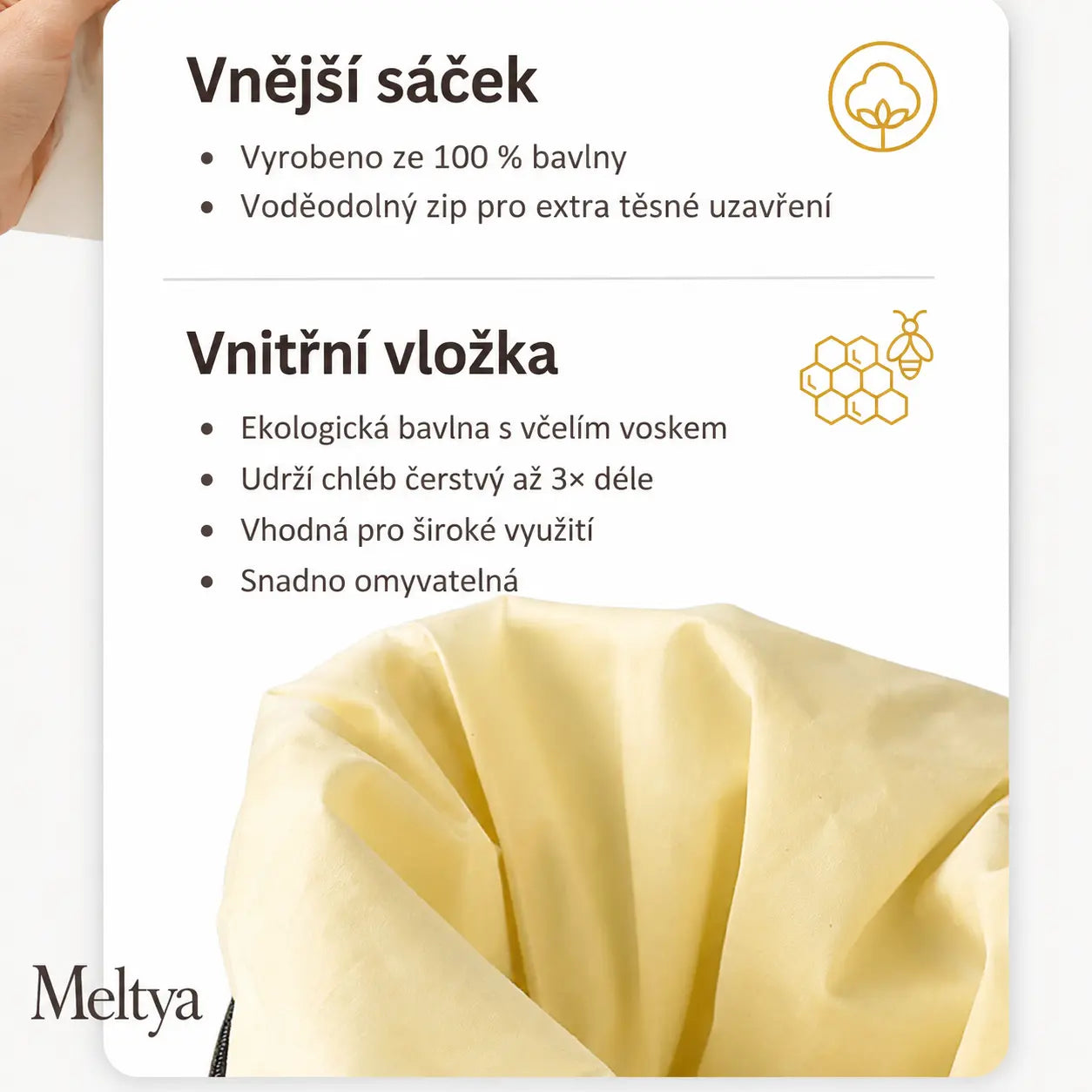 Ekologický sáček na chléb z včelího vosku – 100% bavlna